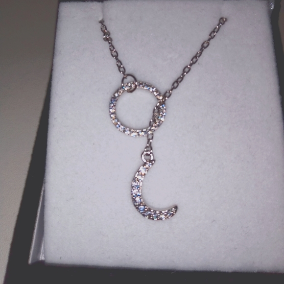 Circle and moon sterling silver CZ - Picture 1 of 3